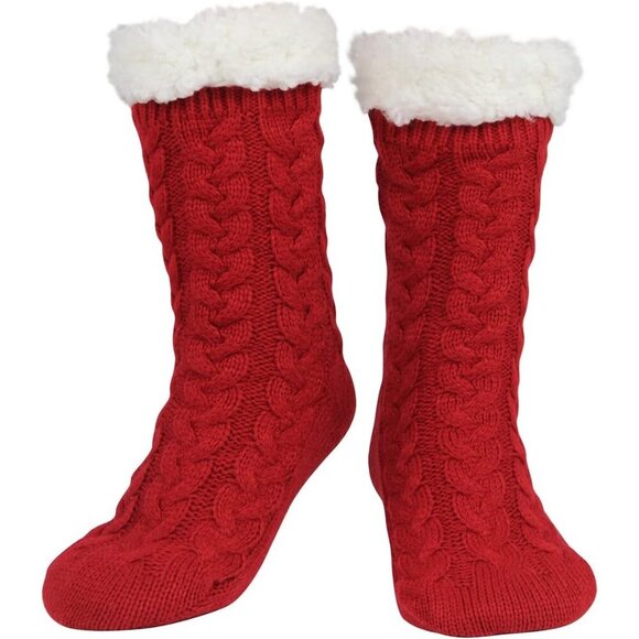 Women\'s Red With Gripper Winter Non Slip Thick Fuzzy Socks Warm Cozy Christmas main image 6